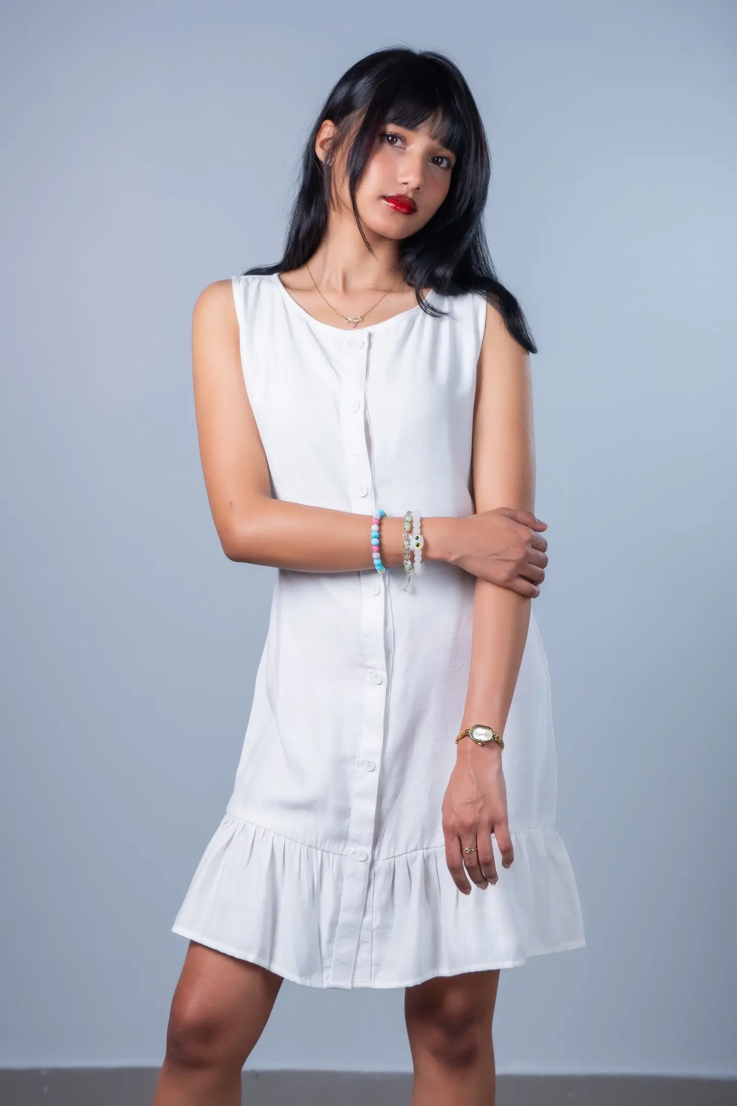 HB SS26-162 PEPLUM DRESS